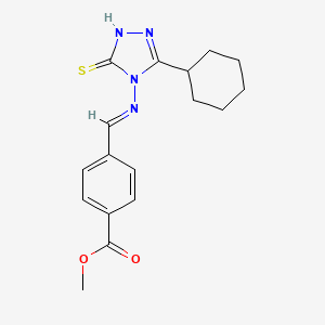 Methyl 4-(((3-cyclohexyl-5-mercapto-4H-1,2,4-triazol-4-YL)imino)methyl)benzoate