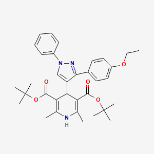 molecular formula C34H41N3O5 B11975788 di-tert-butyl 4-[3-(4-ethoxyphenyl)-1-phenyl-1H-pyrazol-4-yl]-2,6-dimethyl-1,4-dihydropyridine-3,5-dicarboxylate 