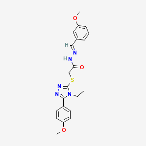 molecular formula C21H23N5O3S B11975825 2-{[4-ethyl-5-(4-methoxyphenyl)-4H-1,2,4-triazol-3-yl]sulfanyl}-N'-[(E)-(3-methoxyphenyl)methylidene]acetohydrazide CAS No. 303102-53-6