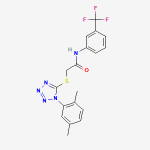 molecular formula C18H16F3N5OS B11975905 2-{[1-(2,5-dimethylphenyl)-1H-tetrazol-5-yl]sulfanyl}-N-[3-(trifluoromethyl)phenyl]acetamide 