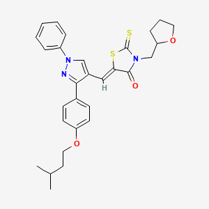 (5Z)-5-({3-[4-(Isopentyloxy)phenyl]-1-phenyl-1H-pyrazol-4-YL}methylene)-3-(tetrahydro-2-furanylmethyl)-2-thioxo-1,3-thiazolidin-4-one