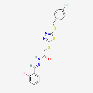 2-({5-[(4-chlorobenzyl)sulfanyl]-1,3,4-thiadiazol-2-yl}sulfanyl)-N'-[(E)-(2-fluorophenyl)methylidene]acetohydrazide