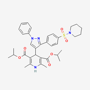 molecular formula C35H42N4O6S B11975977 Diisopropyl 2,6-dimethyl-4-{1-phenyl-3-[4-(1-piperidinylsulfonyl)phenyl]-1H-pyrazol-4-YL}-1,4-dihydro-3,5-pyridinedicarboxylate 