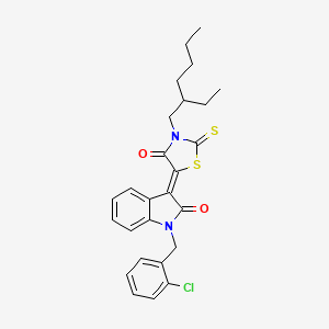 molecular formula C26H27ClN2O2S2 B11976049 (3Z)-1-(2-chlorobenzyl)-3-[3-(2-ethylhexyl)-4-oxo-2-thioxo-1,3-thiazolidin-5-ylidene]-1,3-dihydro-2H-indol-2-one 