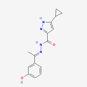 molecular formula C15H16N4O2 B11976161 3-Cyclopropyl-N'-(1-(3-hydroxyphenyl)ethylidene)-1H-pyrazole-5-carbohydrazide 