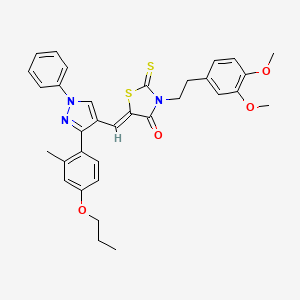 (5Z)-3-[2-(3,4-Dimethoxyphenyl)ethyl]-5-{[3-(2-methyl-4-propoxyphenyl)-1-phenyl-1H-pyrazol-4-YL]methylene}-2-thioxo-1,3-thiazolidin-4-one