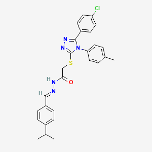 2-{[5-(4-chlorophenyl)-4-(4-methylphenyl)-4H-1,2,4-triazol-3-yl]sulfanyl}-N'-{(E)-[4-(propan-2-yl)phenyl]methylidene}acetohydrazide