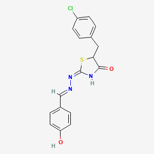 (2E)-5-(4-chlorobenzyl)-2-[(2E)-(4-hydroxybenzylidene)hydrazinylidene]-1,3-thiazolidin-4-one