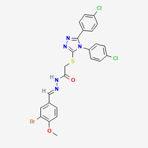 2-{[4,5-bis(4-chlorophenyl)-4H-1,2,4-triazol-3-yl]sulfanyl}-N'-[(E)-(3-bromo-4-methoxyphenyl)methylidene]acetohydrazide