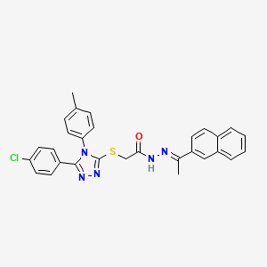 2-{[5-(4-chlorophenyl)-4-(4-methylphenyl)-4H-1,2,4-triazol-3-yl]sulfanyl}-N'-[(1E)-1-(naphthalen-2-yl)ethylidene]acetohydrazide