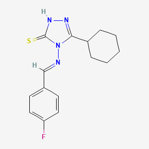 molecular formula C15H17FN4S B11976550 5-cyclohexyl-4-{[(E)-(4-fluorophenyl)methylidene]amino}-4H-1,2,4-triazole-3-thiol 