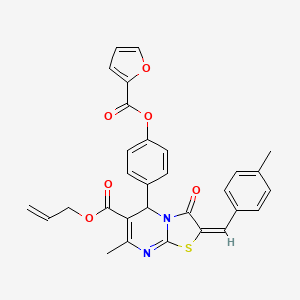 Allyl (2E)-5-[4-(2-furoyloxy)phenyl]-7-methyl-2-(4-methylbenzylidene)-3-oxo-2,3-dihydro-5H-[1,3]thiazolo[3,2-A]pyrimidine-6-carboxylate