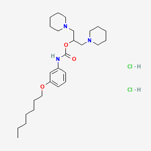 Carbamic acid, (3-(heptyloxy)phenyl)-, 2-(1-piperidinyl)-1-(1-piperidinylmethyl)ethyl ester, dihydrochloride