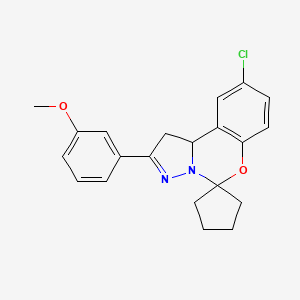 molecular formula C21H21ClN2O2 B11976662 9-Chloro-2-(3-methoxyphenyl)-1,10B-dihydrospiro[benzo[E]pyrazolo[1,5-C][1,3]oxazine-5,1'-cyclopentane] 