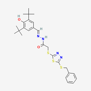 2-{[5-(Benzylsulfanyl)-1,3,4-thiadiazol-2-YL]sulfanyl}-N'-[(E)-(3,5-ditert-butyl-4-hydroxyphenyl)methylidene]acetohydrazide