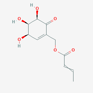 molecular formula C11H14O6 B1197669 Crotonyloxymethyl-4,5,6-trihydroxycyclohex-2-enone 