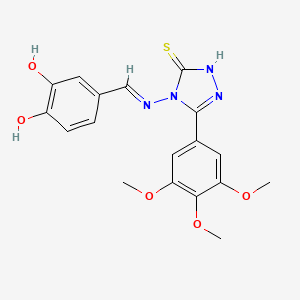 4-((E)-{[3-mercapto-5-(3,4,5-trimethoxyphenyl)-4H-1,2,4-triazol-4-yl]imino}methyl)-1,2-benzenediol