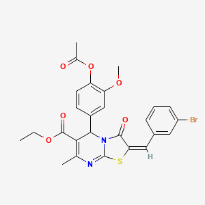 ethyl (2E)-5-[4-(acetyloxy)-3-methoxyphenyl]-2-(3-bromobenzylidene)-7-methyl-3-oxo-2,3-dihydro-5H-[1,3]thiazolo[3,2-a]pyrimidine-6-carboxylate