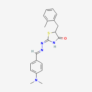 molecular formula C20H22N4OS B11976828 (2E)-2-{(2E)-[4-(dimethylamino)benzylidene]hydrazinylidene}-5-(2-methylbenzyl)-1,3-thiazolidin-4-one 