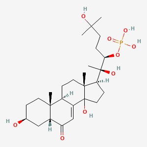 molecular formula C27H45O9P B1197687 [(2R,3R)-2-[(3S,5R,9R,10R,13R,17S)-3,14-dihydroxy-10,13-dimethyl-6-oxo-2,3,4,5,9,11,12,15,16,17-decahydro-1H-cyclopenta[a]phenanthren-17-yl]-2,6-dihydroxy-6-methylheptan-3-yl] dihydrogen phosphate CAS No. 86577-96-0