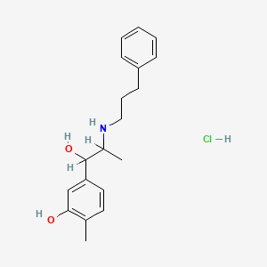 molecular formula C19H26ClNO2 B1197692 2-Methyl-5-(1-hydroxy-2-(3-phenylpropylamino)propyl)phenol hydrochloride CAS No. 99203-37-9