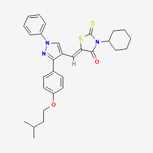 (5Z)-3-Cyclohexyl-5-({3-[4-(isopentyloxy)phenyl]-1-phenyl-1H-pyrazol-4-YL}methylene)-2-thioxo-1,3-thiazolidin-4-one