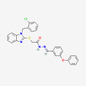 2-{[1-(2-chlorobenzyl)-1H-benzimidazol-2-yl]sulfanyl}-N'-[(E)-(3-phenoxyphenyl)methylidene]acetohydrazide