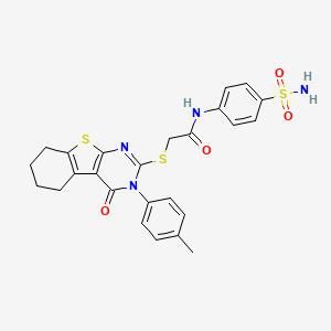 2-{[3-(4-methylphenyl)-4-oxo-3,4,5,6,7,8-hexahydro[1]benzothieno[2,3-d]pyrimidin-2-yl]sulfanyl}-N-(4-sulfamoylphenyl)acetamide