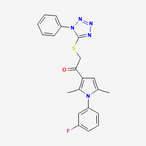 1-[1-(3-fluorophenyl)-2,5-dimethyl-1H-pyrrol-3-yl]-2-[(1-phenyl-1H-tetraazol-5-yl)sulfanyl]ethanone