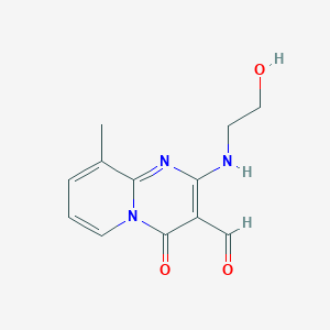 molecular formula C12H13N3O3 B11977123 2-((2-Hydroxyethyl)amino)-9-methyl-4-oxo-4H-pyrido[1,2-a]pyrimidine-3-carbaldehyde 