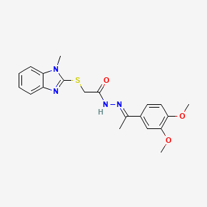 molecular formula C20H22N4O3S B11977155 N'-[(1E)-1-(3,4-dimethoxyphenyl)ethylidene]-2-[(1-methyl-1H-benzimidazol-2-yl)sulfanyl]acetohydrazide 