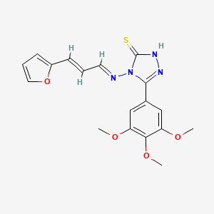 4-{[(E,2E)-3-(2-Furyl)-2-propenylidene]amino}-5-(3,4,5-trimethoxyphenyl)-4H-1,2,4-triazol-3-YL hydrosulfide