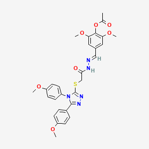 4-{(E)-[2-({[4,5-bis(4-methoxyphenyl)-4H-1,2,4-triazol-3-yl]sulfanyl}acetyl)hydrazinylidene]methyl}-2,6-dimethoxyphenyl acetate