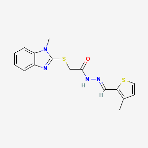 2-[(1-methyl-1H-benzimidazol-2-yl)sulfanyl]-N'-[(E)-(3-methylthiophen-2-yl)methylidene]acetohydrazide