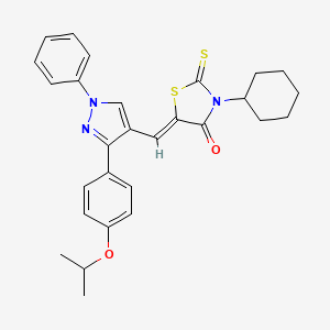 (5Z)-3-Cyclohexyl-5-{[3-(4-isopropoxyphenyl)-1-phenyl-1H-pyrazol-4-YL]methylene}-2-thioxo-1,3-thiazolidin-4-one