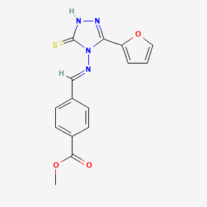 Methyl 4-(((3-(2-furyl)-5-mercapto-4H-1,2,4-triazol-4-YL)imino)methyl)benzoate