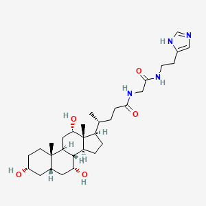 molecular formula C31H50N4O5 B1197731 (4R)-N-[2-[2-(1H-imidazol-5-yl)ethylamino]-2-oxoethyl]-4-[(3R,5S,7R,8R,9S,10S,12S,13R,14S,17R)-3,7,12-trihydroxy-10,13-dimethyl-2,3,4,5,6,7,8,9,11,12,14,15,16,17-tetradecahydro-1H-cyclopenta[a]phenanthren-17-yl]pentanamide CAS No. 61601-56-7