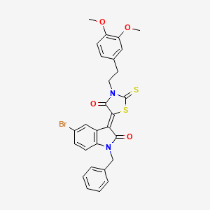 (3Z)-1-benzyl-5-bromo-3-{3-[2-(3,4-dimethoxyphenyl)ethyl]-4-oxo-2-thioxo-1,3-thiazolidin-5-ylidene}-1,3-dihydro-2H-indol-2-one