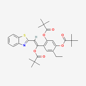 molecular formula C32H39NO6S B11977322 (Z)-2-(1,3-benzothiazol-2-yl)-1-{2,4-bis[(2,2-dimethylpropanoyl)oxy]-5-ethylphenyl}ethenyl pivalate 