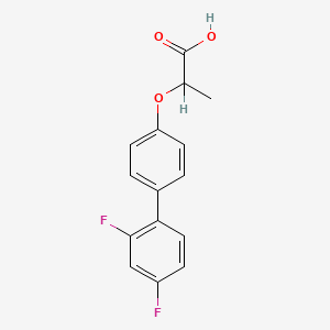 molecular formula C15H12F2O3 B1197734 Propanoic acid, 2-((2',4'-difluoro(1,1'-biphenyl)-4-yl)oxy)- CAS No. 85209-74-1