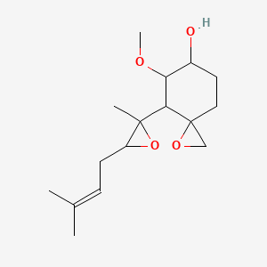 molecular formula C16H26O4 B1197736 5-Methoxy-4-[2-methyl-3-(3-methylbut-2-EN-1-YL)oxiran-2-YL]-1-oxaspiro[2.5]octan-6-OL 