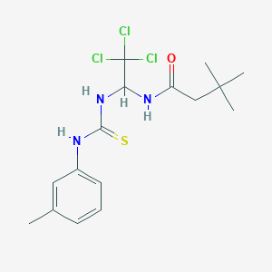 3,3-Dimethyl-N-(2,2,2-trichloro-1-((3-toluidinocarbothioyl)amino)ET)butanamide