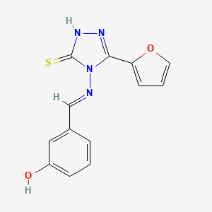 molecular formula C13H10N4O2S B11977474 3-(((3-(2-Furyl)-5-mercapto-4H-1,2,4-triazol-4-YL)imino)methyl)phenol 