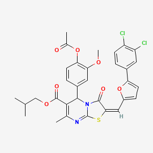 2-methylpropyl (2E)-5-[4-(acetyloxy)-3-methoxyphenyl]-2-{[5-(3,4-dichlorophenyl)furan-2-yl]methylidene}-7-methyl-3-oxo-2,3-dihydro-5H-[1,3]thiazolo[3,2-a]pyrimidine-6-carboxylate