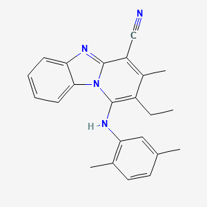 molecular formula C23H22N4 B11977549 1-(2,5-Dimethylanilino)-2-ethyl-3-methylpyrido[1,2-a]benzimidazole-4-carbonitrile 