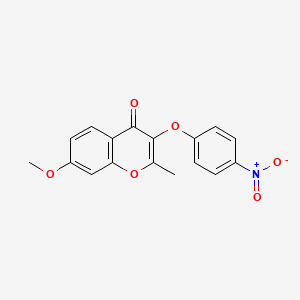 molecular formula C17H13NO6 B11977630 7-methoxy-2-methyl-3-(4-nitrophenoxy)-4H-chromen-4-one 