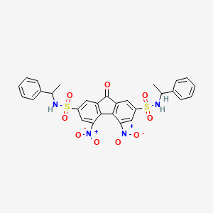 molecular formula C29H24N4O9S2 B11977648 4,5-Dinitro-9-oxo-N(2),N(7)-bis(1-phenylethyl)-9H-fluorene-2,7-disulfonamide CAS No. 303059-43-0