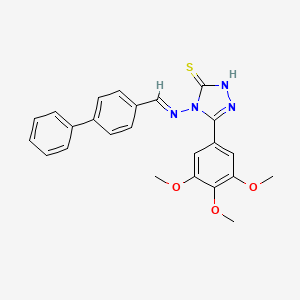 molecular formula C24H22N4O3S B11977651 4-{[(E)-biphenyl-4-ylmethylidene]amino}-5-(3,4,5-trimethoxyphenyl)-2,4-dihydro-3H-1,2,4-triazole-3-thione 