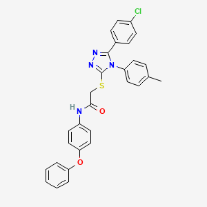 molecular formula C29H23ClN4O2S B11977652 2-{[5-(4-chlorophenyl)-4-(4-methylphenyl)-4H-1,2,4-triazol-3-yl]sulfanyl}-N-(4-phenoxyphenyl)acetamide 