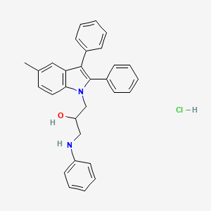 molecular formula C30H29ClN2O B11977655 1-(5-methyl-2,3-diphenyl-1H-indol-1-yl)-3-(phenylamino)propan-2-ol hydrochloride 